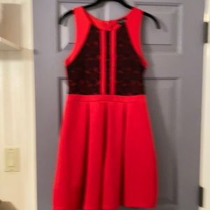 Red and black cocktail dress